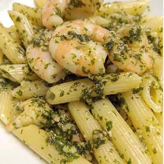 PENNE AL PESTO & SHRIMP