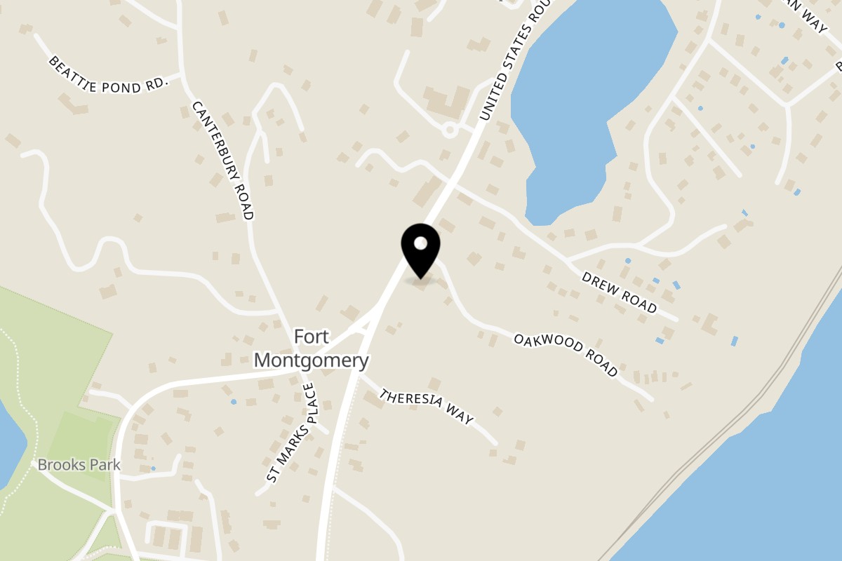 Map showing the location of Bear Mountain Pizza & Cafe on 840 Rte 9W in Highland Falls